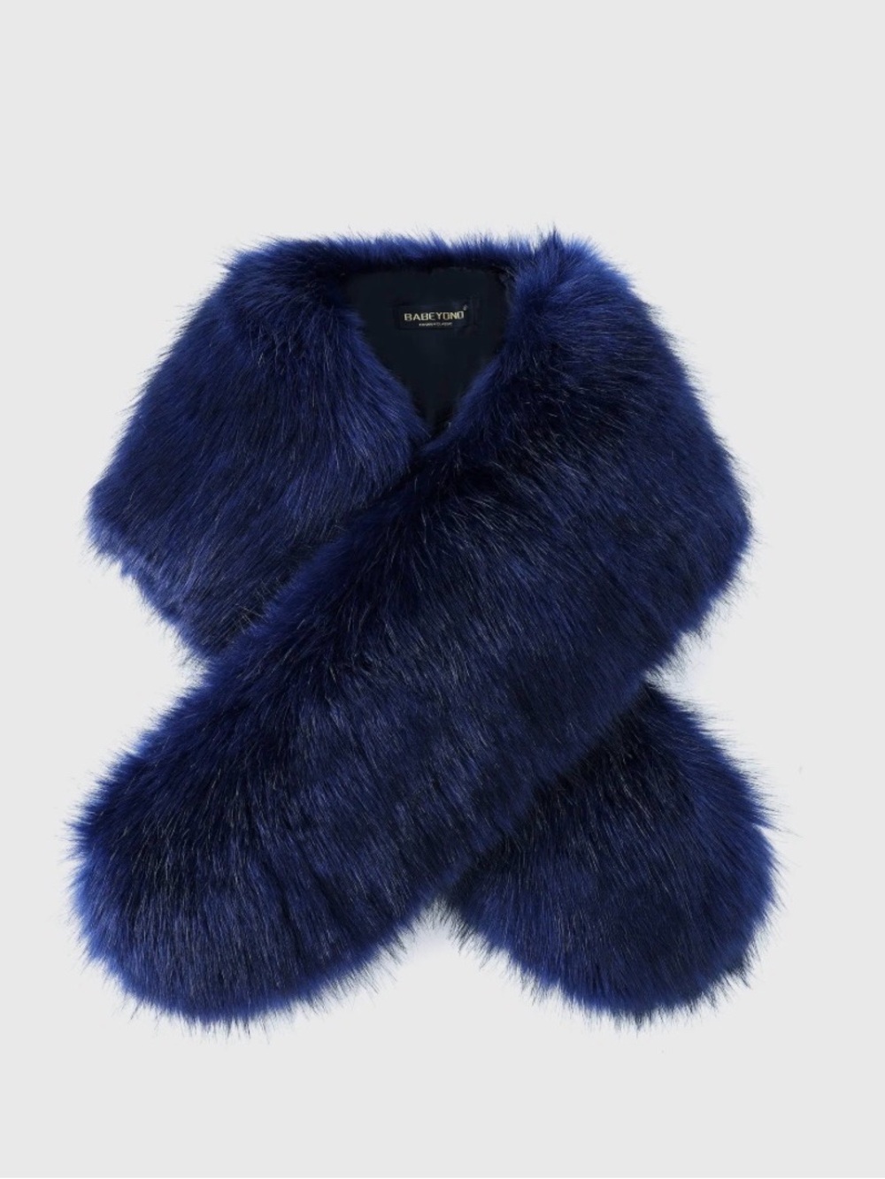 BABEYOND Faux Fur Scarf in Deep Navy Blue
